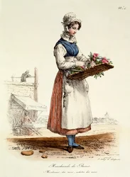 Pariser Rosenverkäuferin, Druck von Delpech, 1820